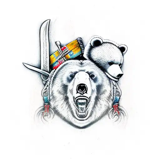 Bear With Two Crossed Viking Axes