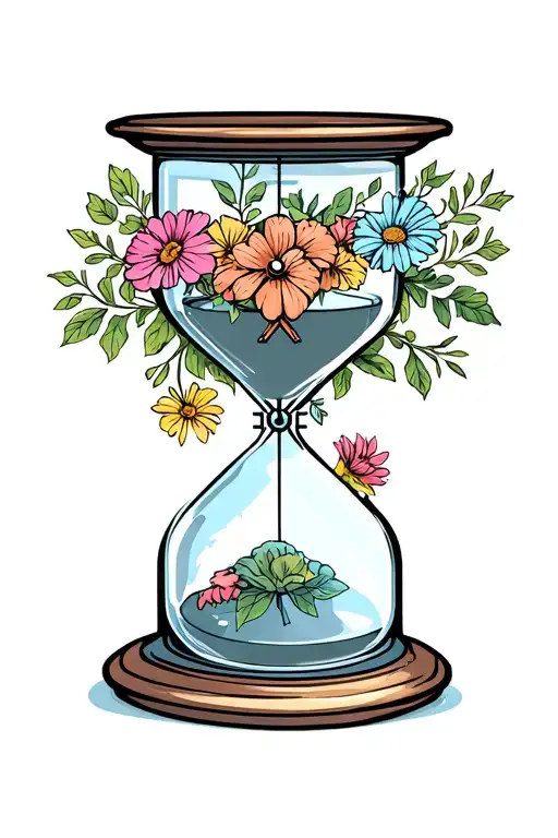 Hour Glass With God Father Clock Daughter May Flowers