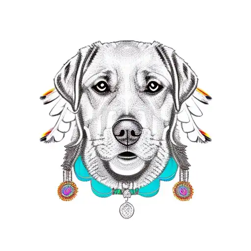 Black Labrador With Indian Plume