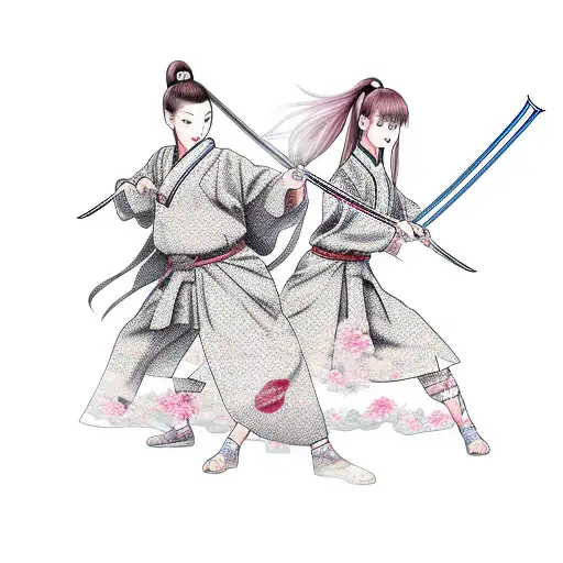 Sakura And Girl With Katana