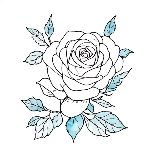 Minimalist Watercolour Style Line Drawing Of Something Sea Related With A Rose And Something Gemini