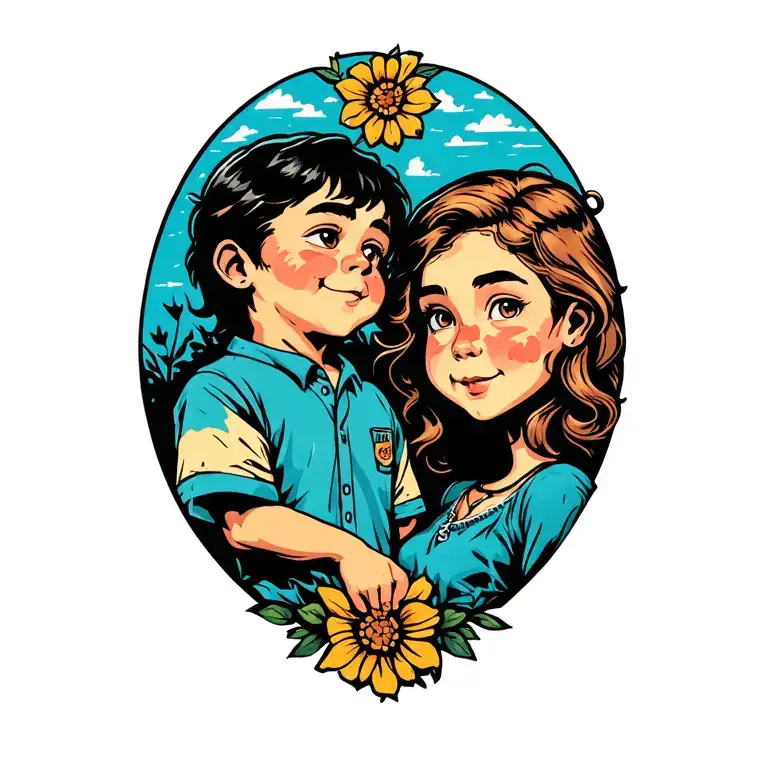 Father's Tattoo For 1 6 Year Old Boy And 1 10 Year Old Girl Child