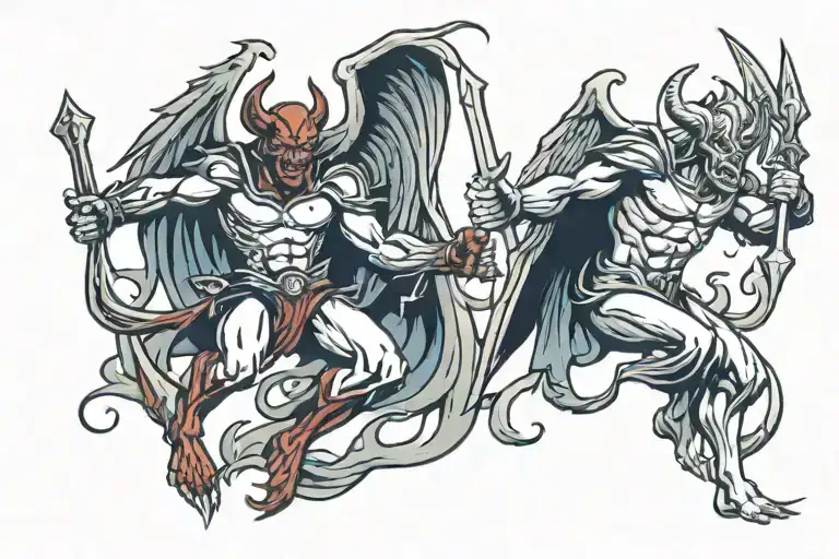 Devil And Angel Fight Scene