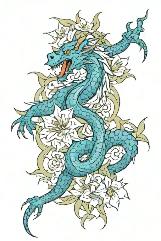 Dragon Flowers Geo Symteric Shapes