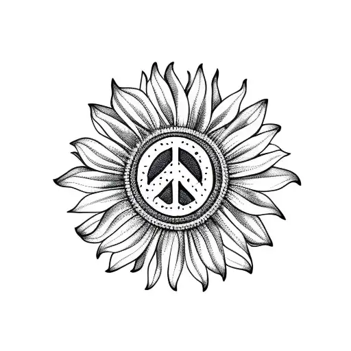 Sunflower With Peace Sign