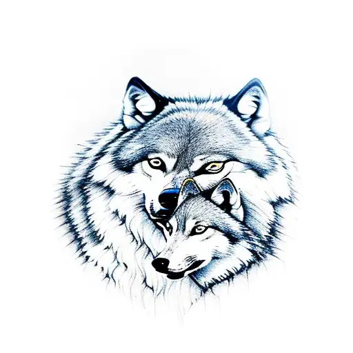 Mother Wolf With Her Baby