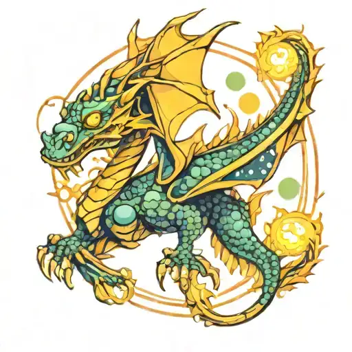 A Dragon Surrounded By Glowing Orbs Of Light Symbolizing Hope And Fertility