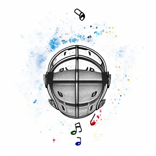 Helmet Football White Musical Notes