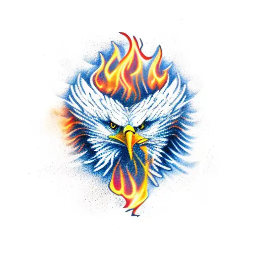Eagle Throwing Flames Out Of His Arms