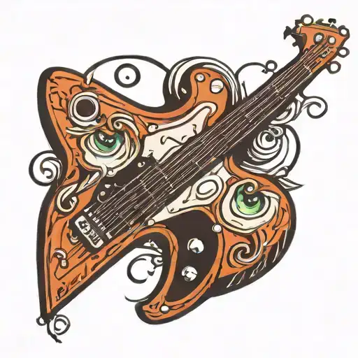 A Bass Guitar Entwined With Fishing Hooks And Racecar Tires