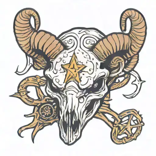 Ram Skull With Pentagram