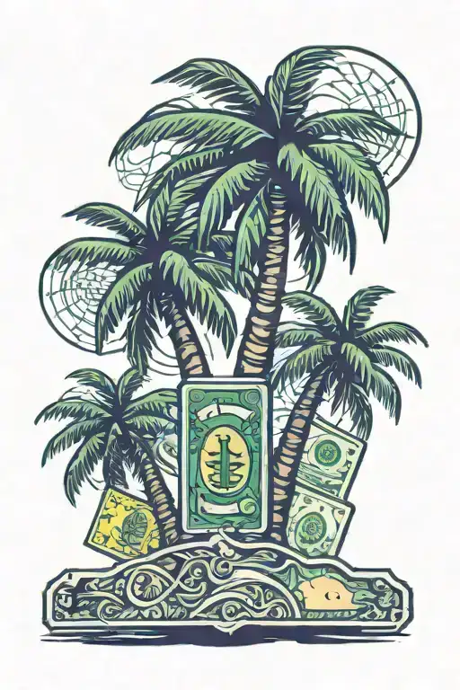 Kuwaiti Dinar And Palm Tree