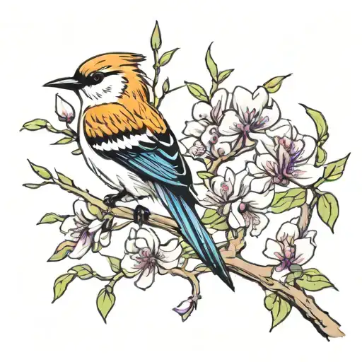 Scissortail Flycatcher And Redbud Tree