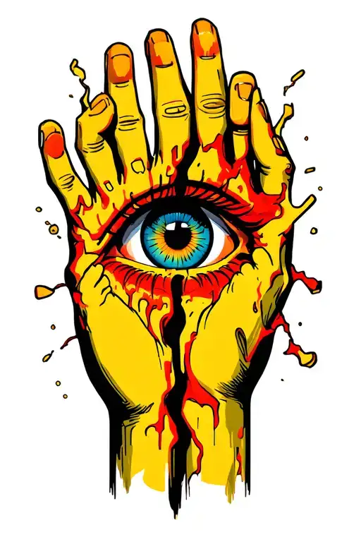 Hands Ripping Skin From Inside With Eye Inside