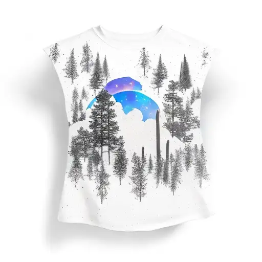 Shoulder Sleeve With Trees Fading Into Desert With Night Galaxy On Top
