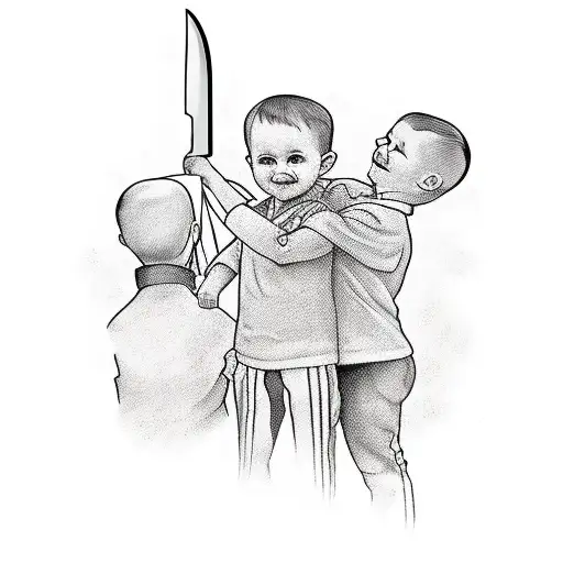 Vater And Son As Armyknife Holds Hands