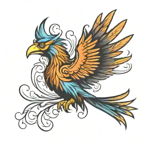 Phoenix Bird Flying Away