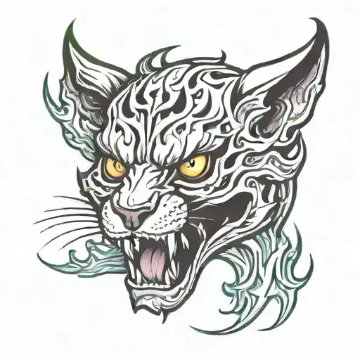 Alpha Puma Skull Face On Flames