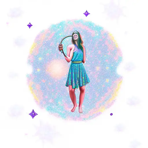 A Mystical Scene Of A Water Bearer Pouring Out A Constellation Of Pink And Purple Stars