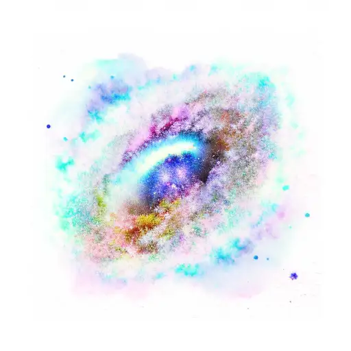 A Water Color Galaxy Coming From A Sakura Treetnwhis Oetals Are Being Blown Away In The Breeze