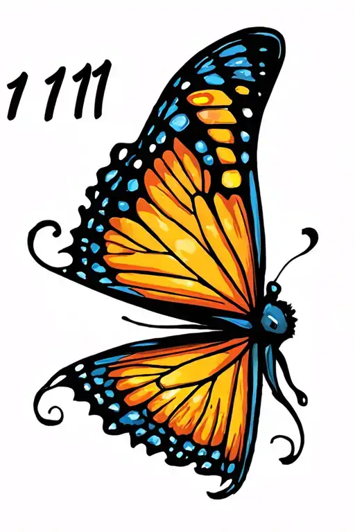 Half Butterfly Wing With The Number 1111