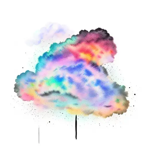 Watercolor Cloud With Black Smoke