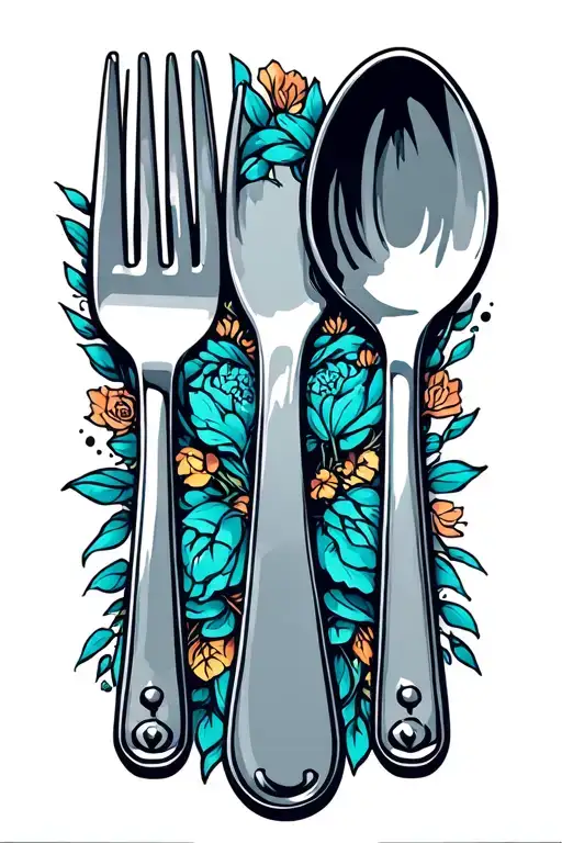 A Fork And Spoon Side By Side