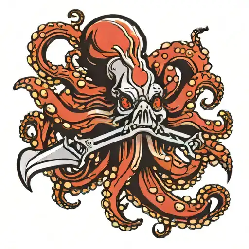 Octopus With Knives For Arms Black And Red