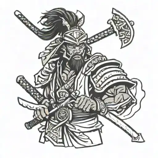 Black Samurai Warrior Holding