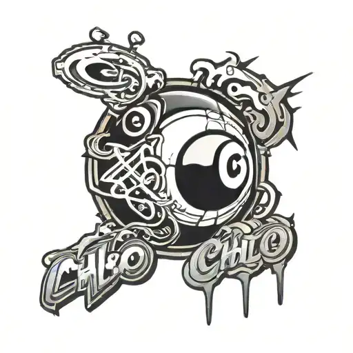 Graffiti Style Lettering Spelling Out 'Cholo' With A Realistic 8 Ball Incorporated Into The Design