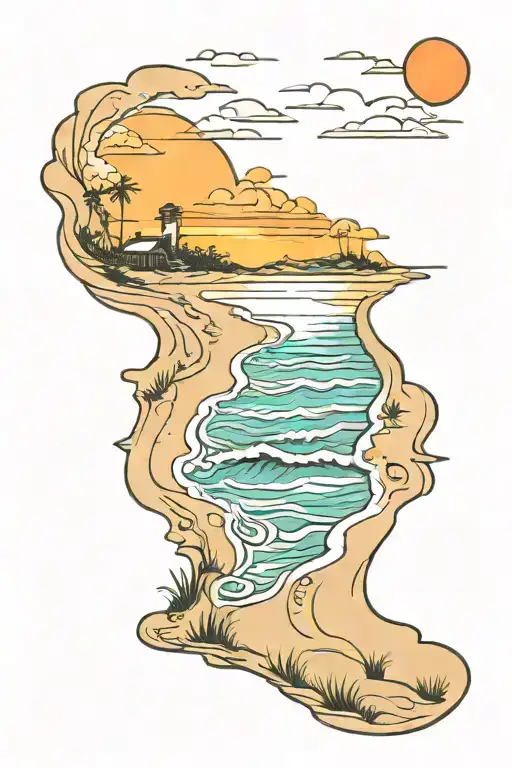 A Carolina Beach Sunset With A Hidden Hiking Trail Winding Through The Sand