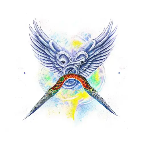 Dagger Snake And Wings Together