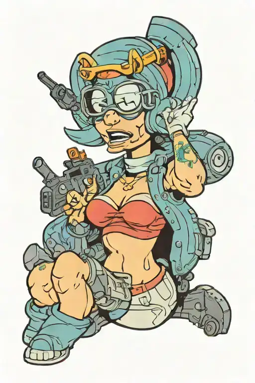 Lela From Futurama Blowing A Kiss And Holding A Gun
