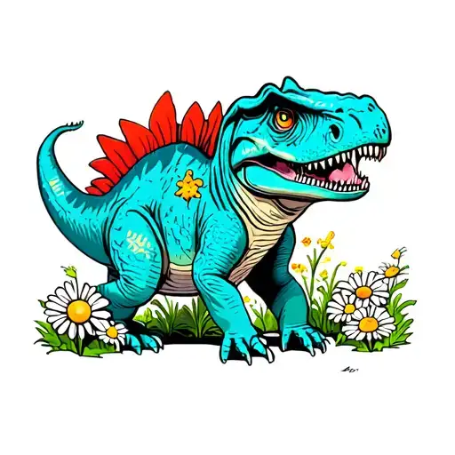 Basquiat's Dinosaur With Daisies