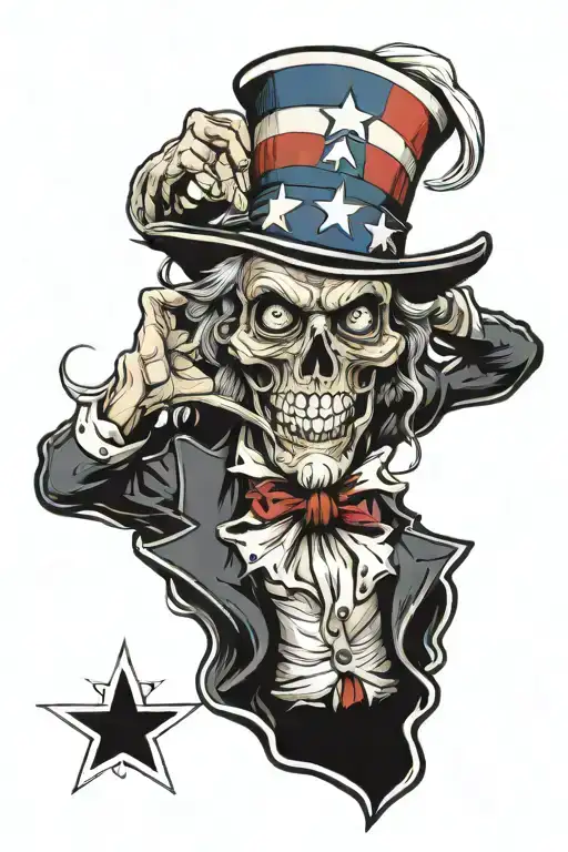 Uncle Sam With A Skull Face Morphing