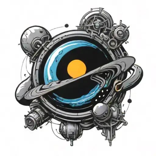 A Tattoo Design Combining Elements Of Theoretical Physics And Black Holes With A New-school Style