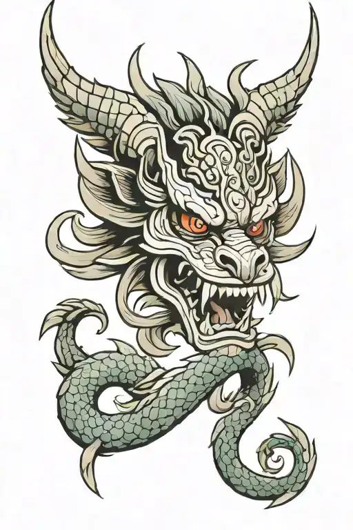 Head Garuda Traditional Japanese Dragon