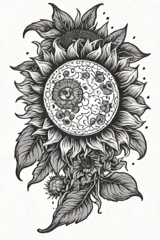 Moon Phase And Sunflower For Men
