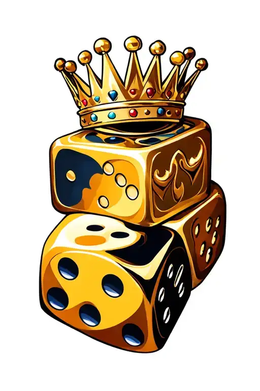 Dice And Queen Crowns Symbolising Loyalty And Strength