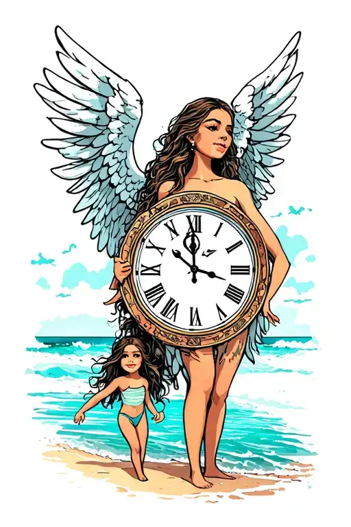 Beach Family Clock Angel