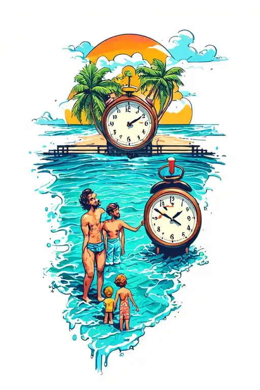 Beach Family Clock Melting