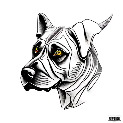 A Large Ferocious Black Dog In Profile