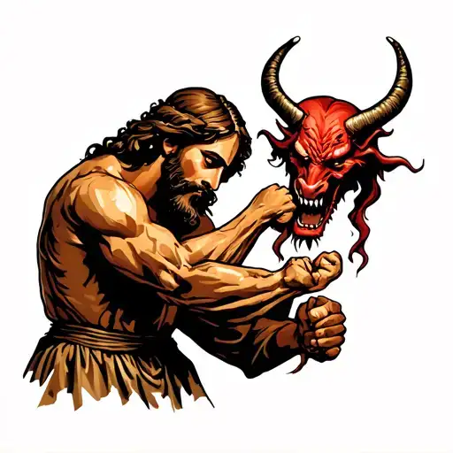 Jesus Arm Wrestling The Devil