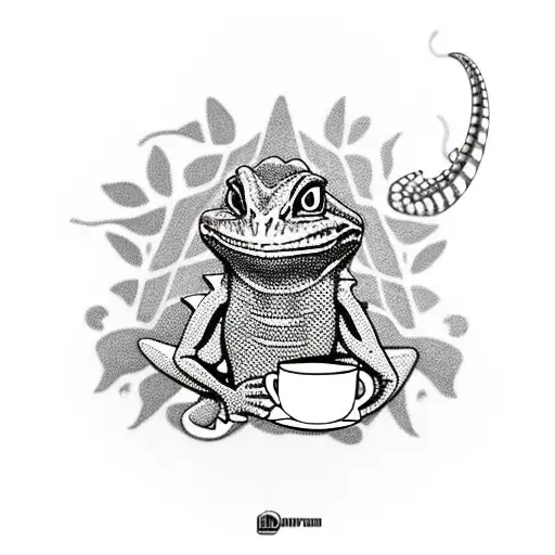 Lizard Drinking Coffee