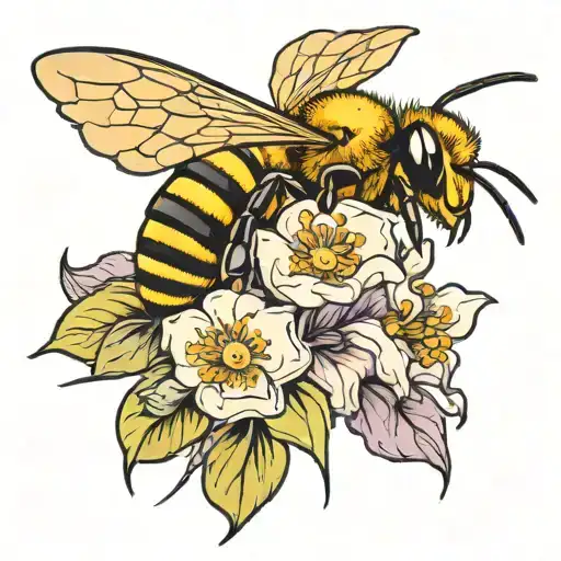 Bee And Flowers