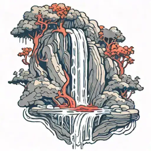 Blood Waterfall With A Head At The Top