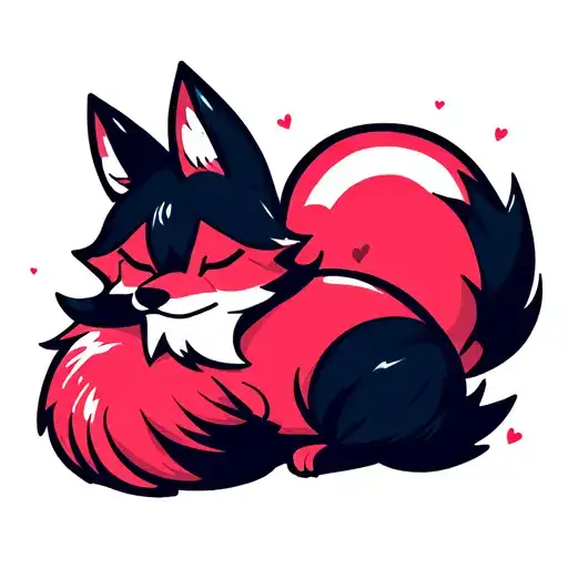 Fox Sleeping Around A Heart