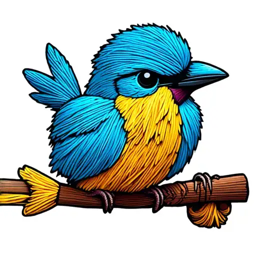 Bird Made Entirely Of Thread With A Needle