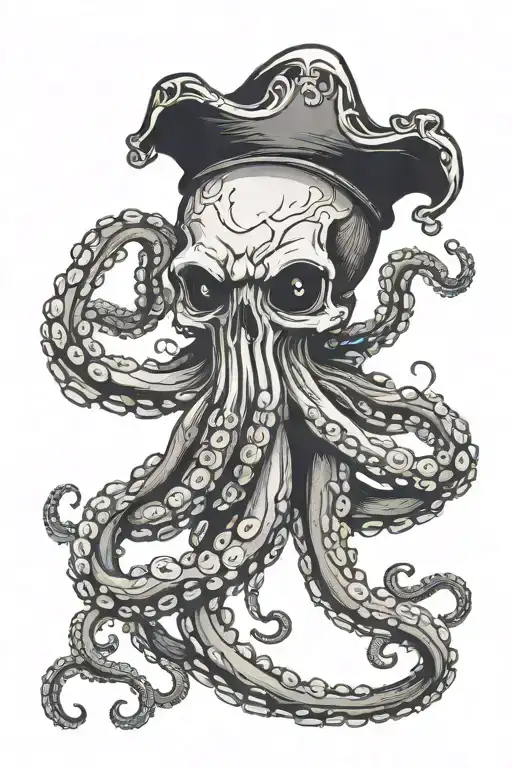 Octopus Holding A Skull Wearing
