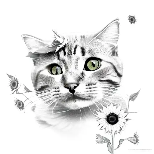 Cat With Sunflower